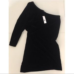 Theory Black Velvet One Shoulder Dress Size 6